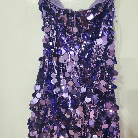 Sequin Strapless Purple Mini Dress - Picture 8 of 12